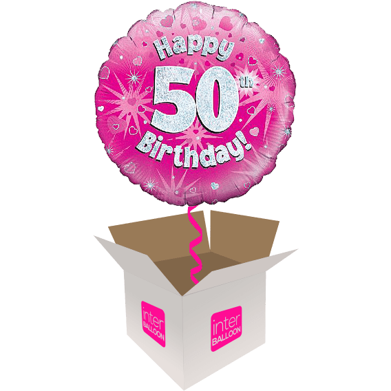 Happy 50th Birthday Pink Holographic - only £15.99