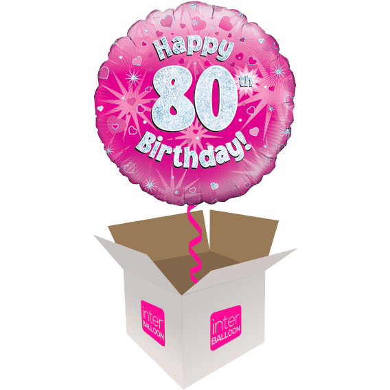 Happy 80th Birthday Pink Holographic - only £15.99