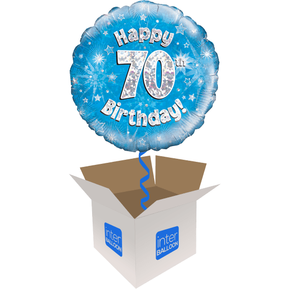 Happy 70th Birthday Blue Holographic - only £15.99