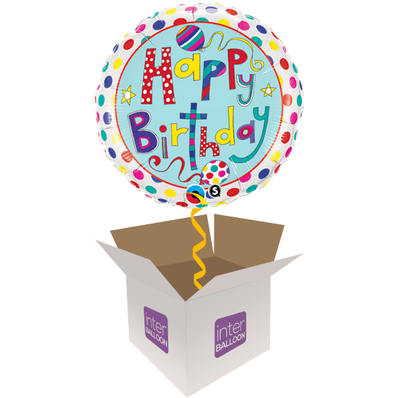 Colourful Happy Birthday With Polka Dots - Sorry but this balloon is sold out