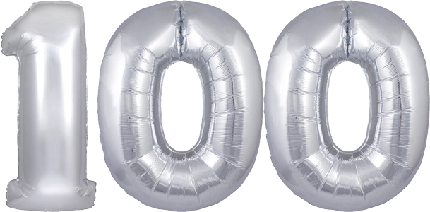 34" Giant Silver No. 100 Balloon - only £62.99
