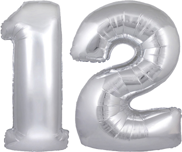 34" Giant Silver No. 12 Balloon - only £43.99