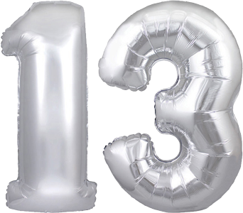 34" Giant Silver No. 13 Balloon - only £43.99