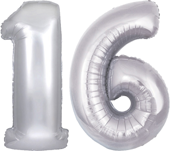 34" Giant Silver No. 16 Balloon - only £43.99