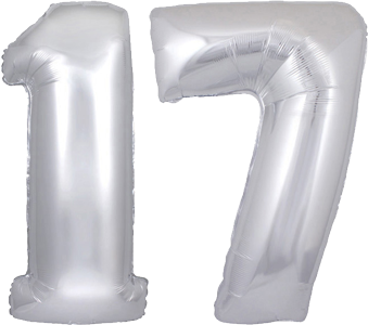 34" Giant Silver No. 17 Balloon - only £43.99