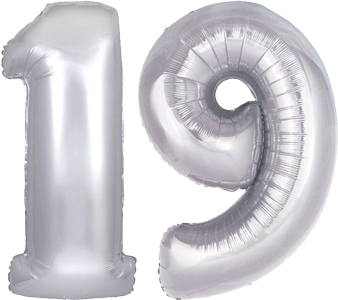 34" Giant Silver No. 19 Balloon - only £43.99
