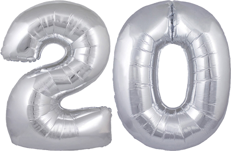 34" Giant Silver No. 20 Balloon - only £43.99