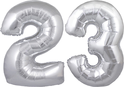 34" Giant Silver No. 23 Balloon - only £43.99