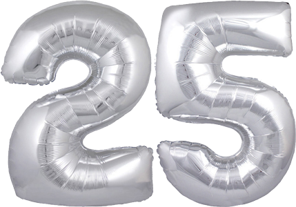34" Giant Silver No. 25 Balloon - only £43.99