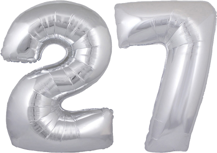 34" Giant Silver No. 27 Balloon - only £43.99