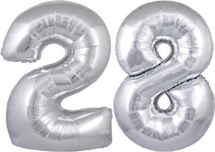 34" Giant Silver No. 28 Balloon - only £43.99