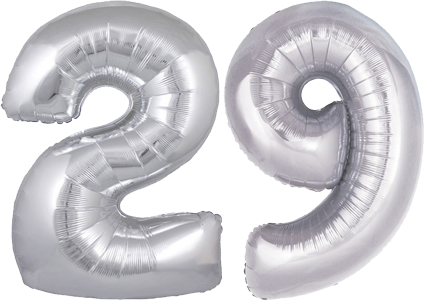 34" Giant Silver No. 29 Balloon - only £43.99
