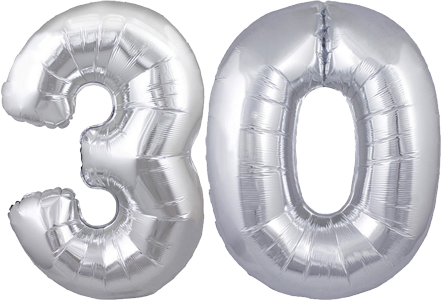 34" Giant Silver No. 30 Balloon - only £43.99