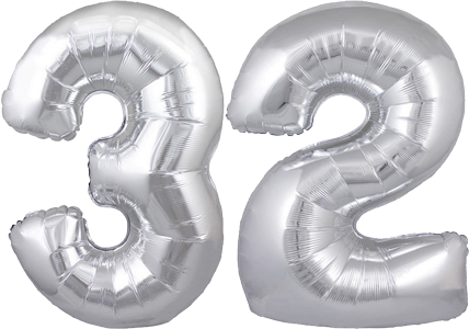 34" Giant Silver No. 32 Balloon - only £43.99