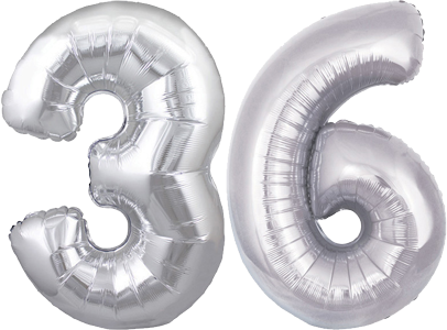 34" Giant Silver No. 36 Balloon - only £43.99