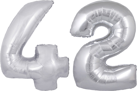 34" Giant Silver No. 42 Balloon - only £43.99