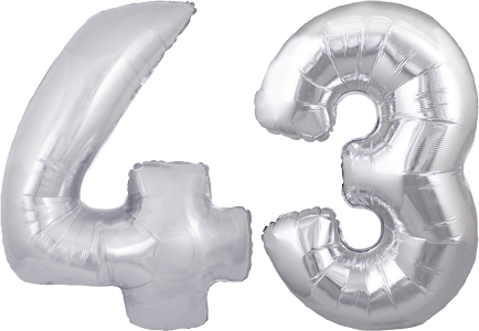 34" Giant Silver No. 43 Balloon - only £43.99