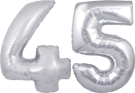 34" Giant Silver No. 45 Balloon - only £43.99