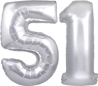 34" Giant Silver No. 51 Balloon - only £43.99