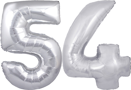 34" Giant Silver No. 54 Balloon - only £43.99
