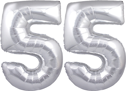 34" Giant Silver No. 55 Balloon - only £43.99