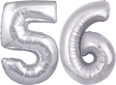 34" Giant Silver No. 56 Balloon - only £43.99