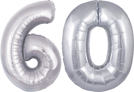 34" Giant Silver No. 60 Balloon - only £43.99