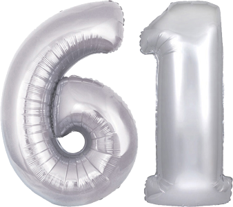 34" Giant Silver No. 61 Balloon - only £43.99