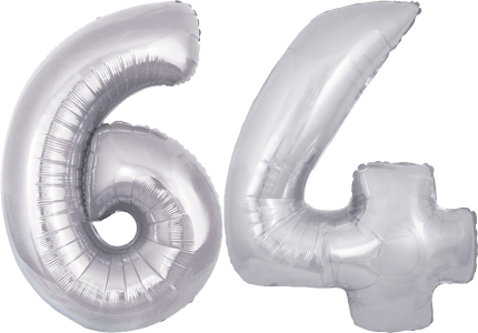 34" Giant Silver No. 64 Balloon - only £43.99