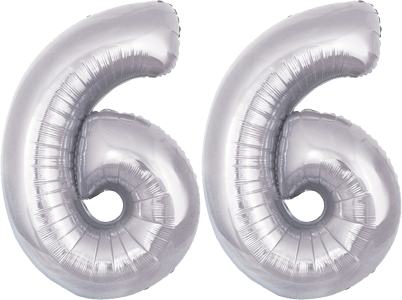 34" Giant Silver No. 66 Balloon - only £43.99