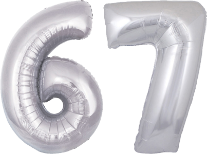 34" Giant Silver No. 67 Balloon - only £43.99