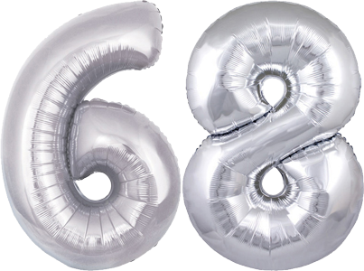 34" Giant Silver No. 68 Balloon - only £43.99