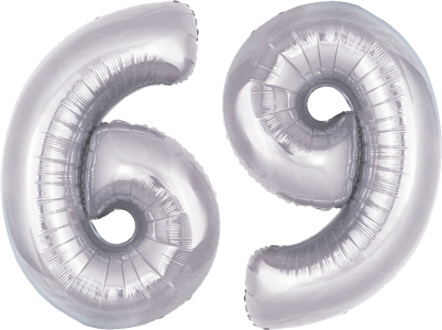 34" Giant Silver No. 69 Balloon - only £43.99