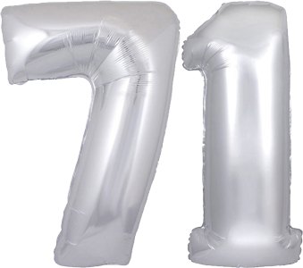 34" Giant Silver No. 71 Balloon - only £43.99