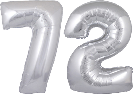 34" Giant Silver No. 72 Balloon - only £43.99