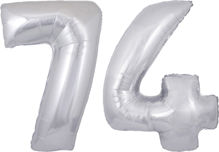 34" Giant Silver No. 74 Balloon - only £43.99