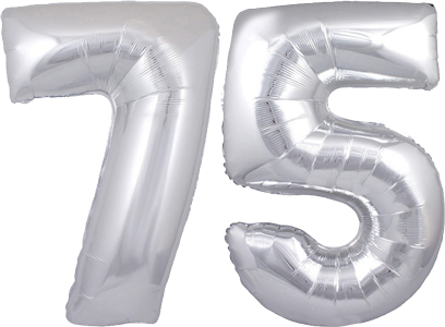 34" Giant Silver No. 75 Balloon - only £43.99
