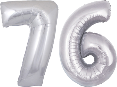 34" Giant Silver No. 76 Balloon - only £43.99
