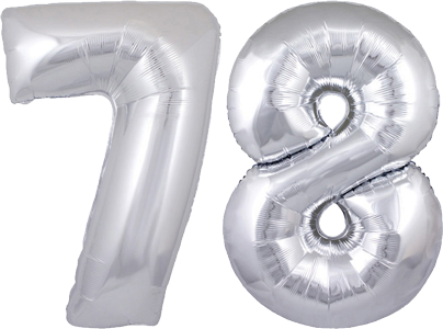 34" Giant Silver No. 78 Balloon - only £43.99