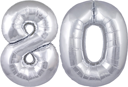 34" Giant Silver No. 80 Balloon - only £43.99
