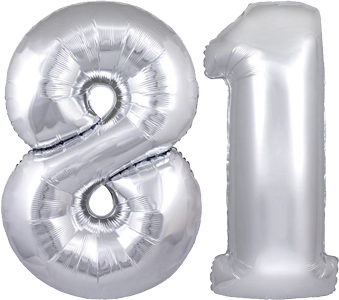 34" Giant Silver No. 81 Balloon - only £43.99