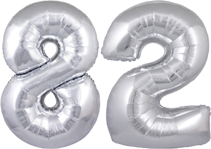 34" Giant Silver No. 82 Balloon - only £43.99