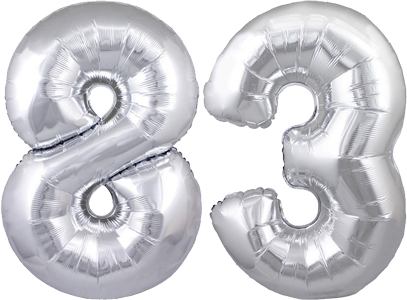 34" Giant Silver No. 83 Balloon - only £43.99