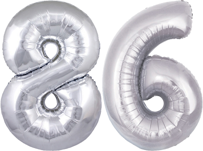 34" Giant Silver No. 86 Balloon - only £43.99