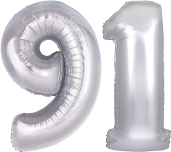 34" Giant Silver No. 91 Balloon - only £43.99