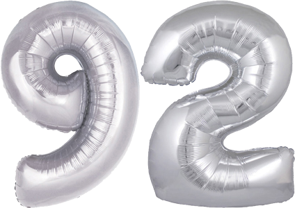 34" Giant Silver No. 92 Balloon - only £43.99