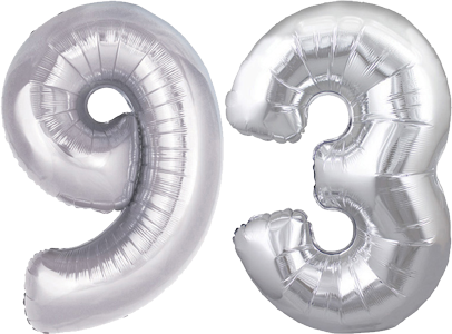 34" Giant Silver No. 93 Balloon - only £43.99