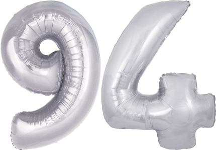 34" Giant Silver No. 94 Balloon - only £43.99