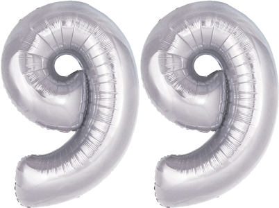 34" Giant Silver No. 99 Balloon - only £43.99