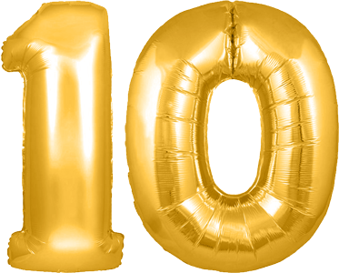 Image result for number 10 gold balloon png